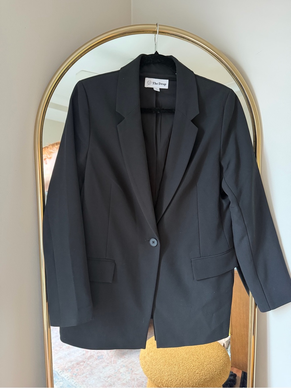 The Drop Women's Black Single-Button Notch Lapel Blazer